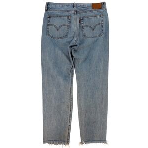 Levi's Wedgie Straight Jeans 30 Vintage Wash‎ Raw Hem Mom Denim Jeans